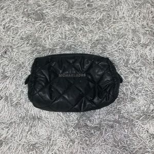 MK Black makeup pouch with silver metallic logo